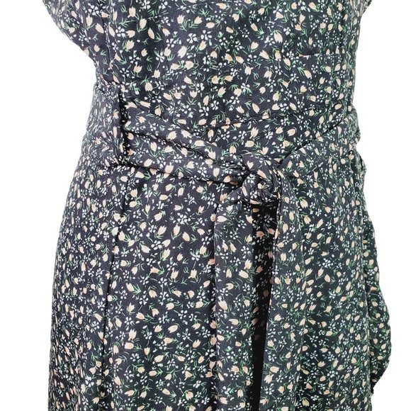 Lulu's Fashion Find Black Floral Print Ruffled Faux Wrap Maxi Dress, Sz M - Picture 7 of 10